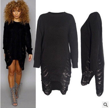 Damen Oversized Strickkleid mit Cut-Out-Details