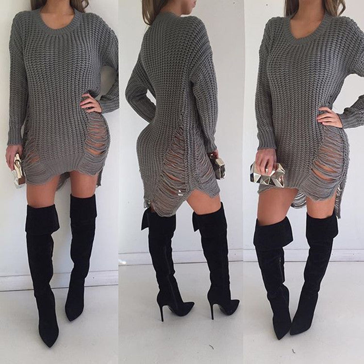 Damen Oversized Strickkleid mit Cut-Out-Details