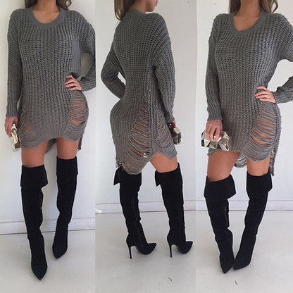 Damen Oversized Strickkleid mit Cut-Out-Details