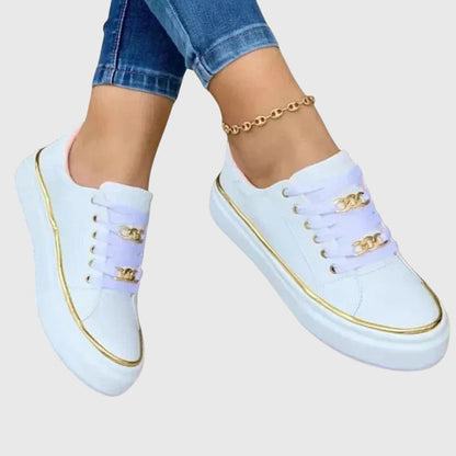 Damen Samt Schnürsneaker Lässig Beige