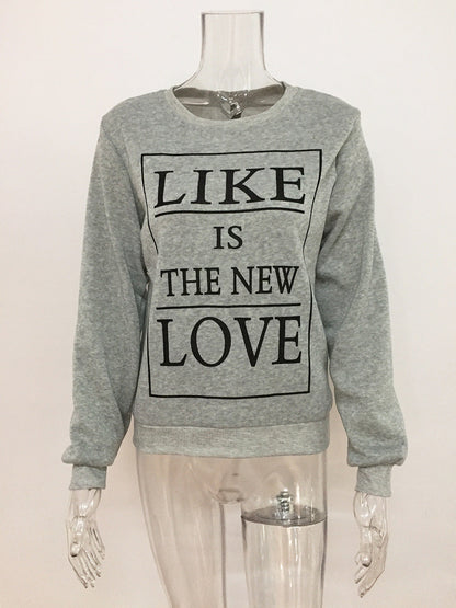 Damen Sweatshirt Lässig Mit Schriftzug Grau Eveloria