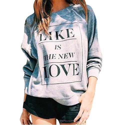 Damen Sweatshirt Lässig Mit Schriftzug Grau Eveloria - Eveloria