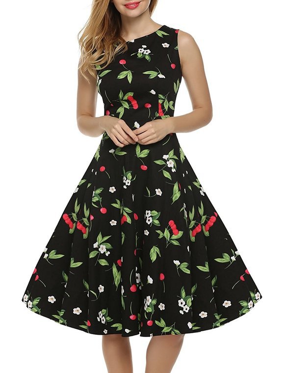 Damen A-Linien Kleid mit Floralmuster Eveloria - Eveloria