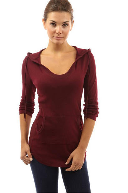 Damen Pullover V-Ausschnitt Hüftlang Baumwolle