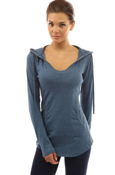 Damen Pullover V-Ausschnitt Hüftlang Baumwolle