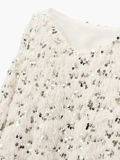 Damen Glitzer-Strickpullover Glamourös