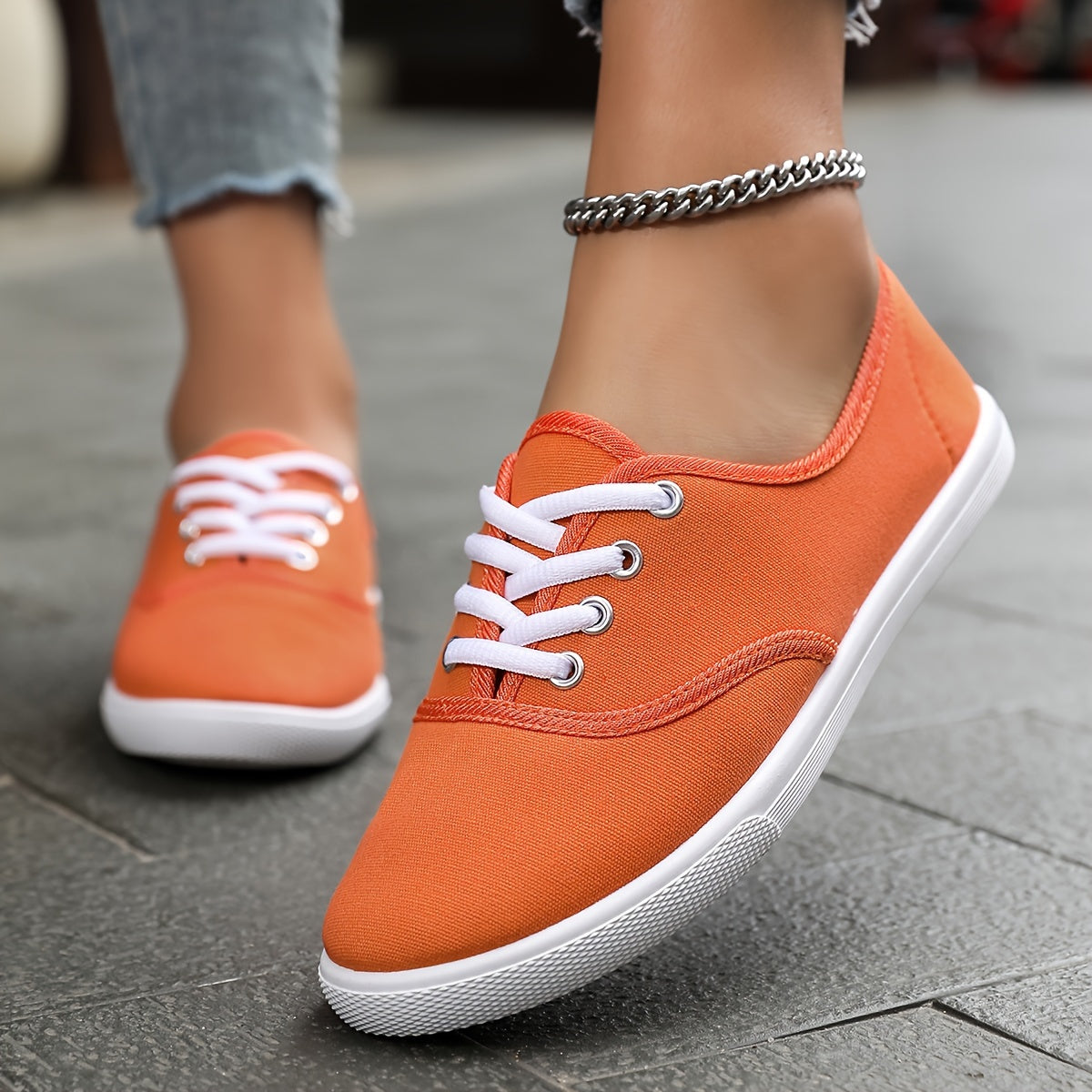 Eveloria Damen Niedrige Canvas Schnürschuhe Bequem