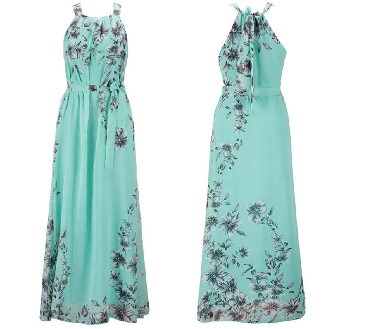 Damen Maxikleid Floralmuster Schulterfrei