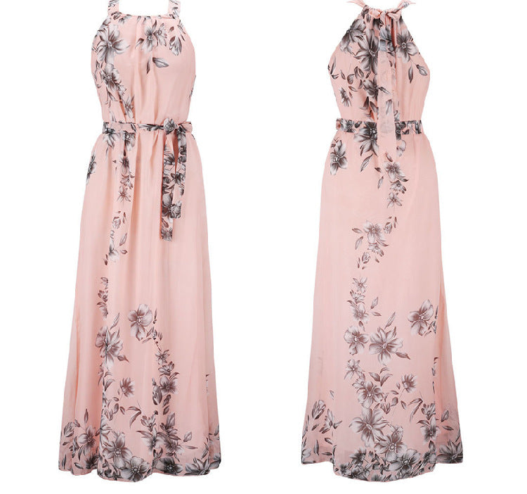 Damen Maxikleid Floralmuster Schulterfrei