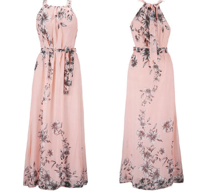 Damen Maxikleid Floralmuster Schulterfrei
