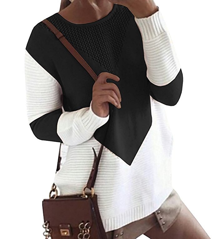 Damen Strickpullover Zickzackmuster Strukturierte Ärmel Eveloria