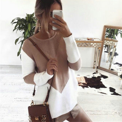 Damen Strickpullover Zickzackmuster Strukturierte Ärmel Eveloria