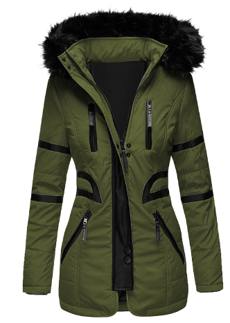 Eveloria Damen Winterjacke Warm Wasserdicht Schwarz - Eveloria
