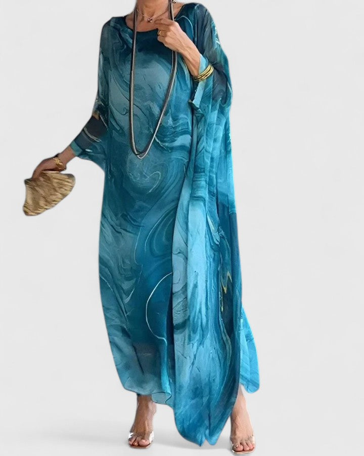 Damen Maxikleid Fledermausärmel Locker Geschnitten - Eveloria