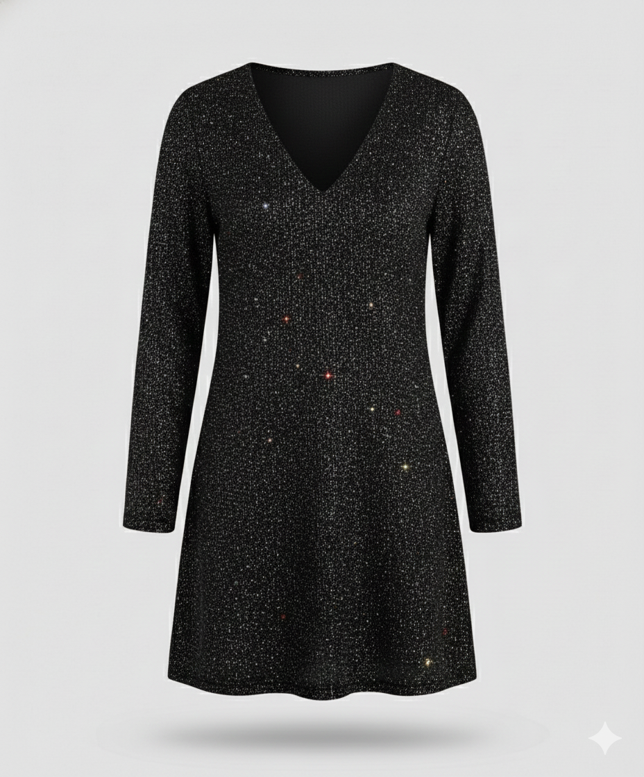 Damen Langarmkleid Pailletten