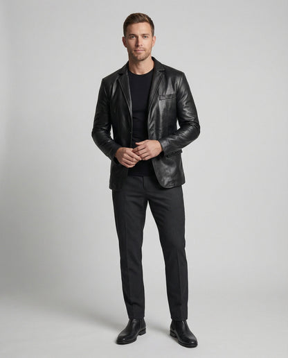 Herren Kunstleder Blazer modern