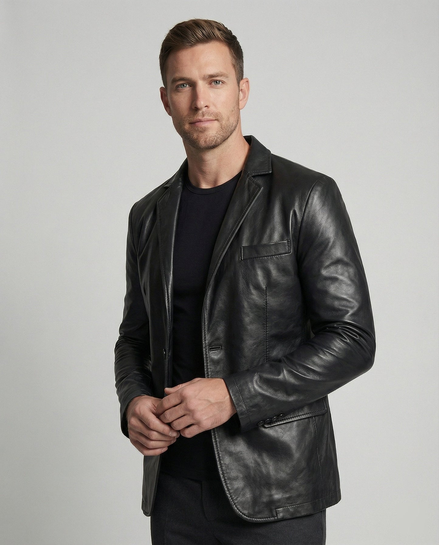 Herren Kunstleder Blazer modern - Eveloria