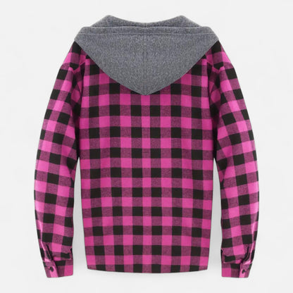 Jadon Herren Karo-Hoodie Knopfleiste Kordelzug