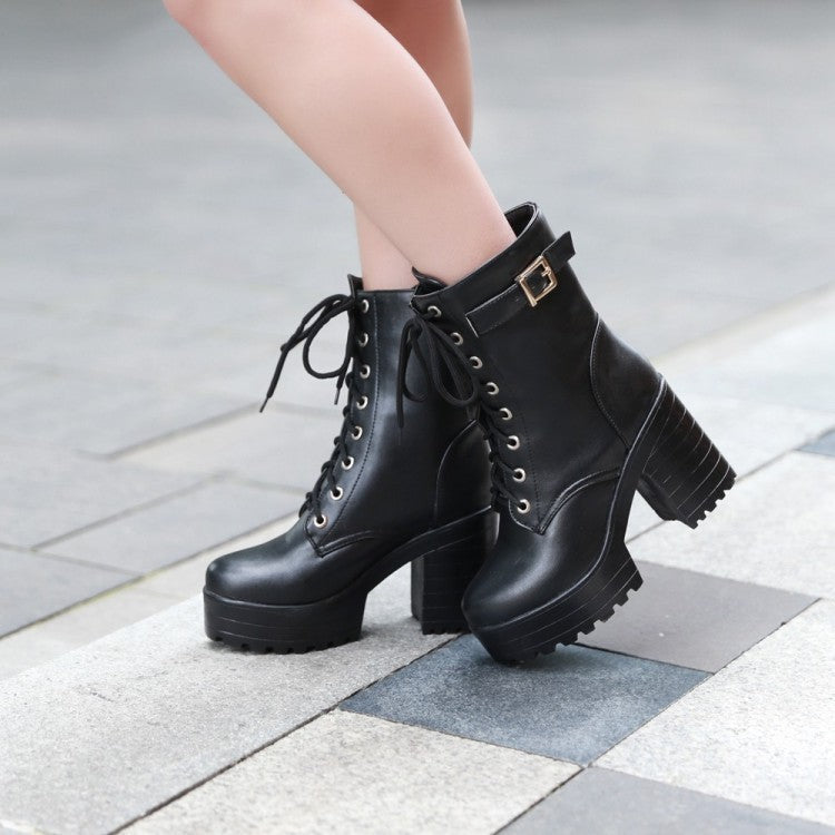 Eveloria Damen Stiefel Schnürung Leder
