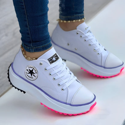 Eveloria Damen Turnschuhe Canvas Weiß - Eveloria