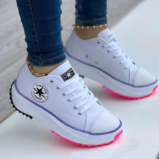 Eveloria Damen Turnschuhe Canvas Weiß - Eveloria