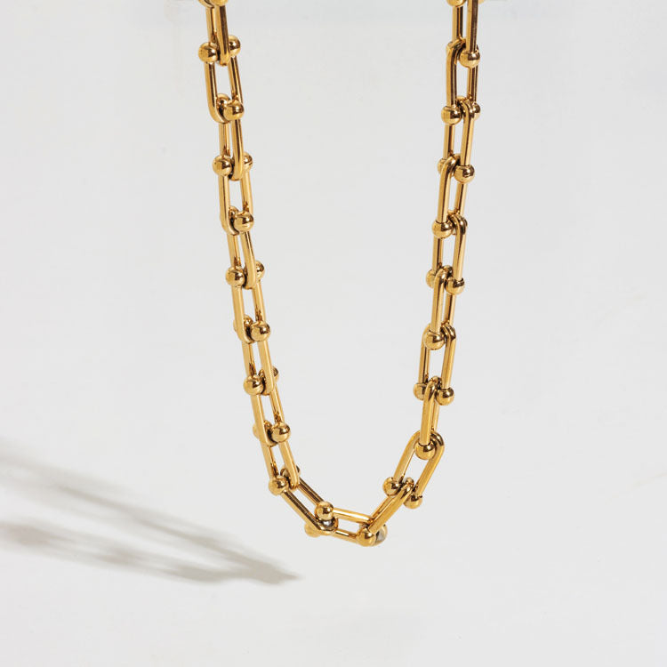 Eveloria Damen Halskette Hufeisenform U-Verschluss Dicke Kette