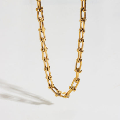 Eveloria Damen Halskette Hufeisenform U-Verschluss Dicke Kette