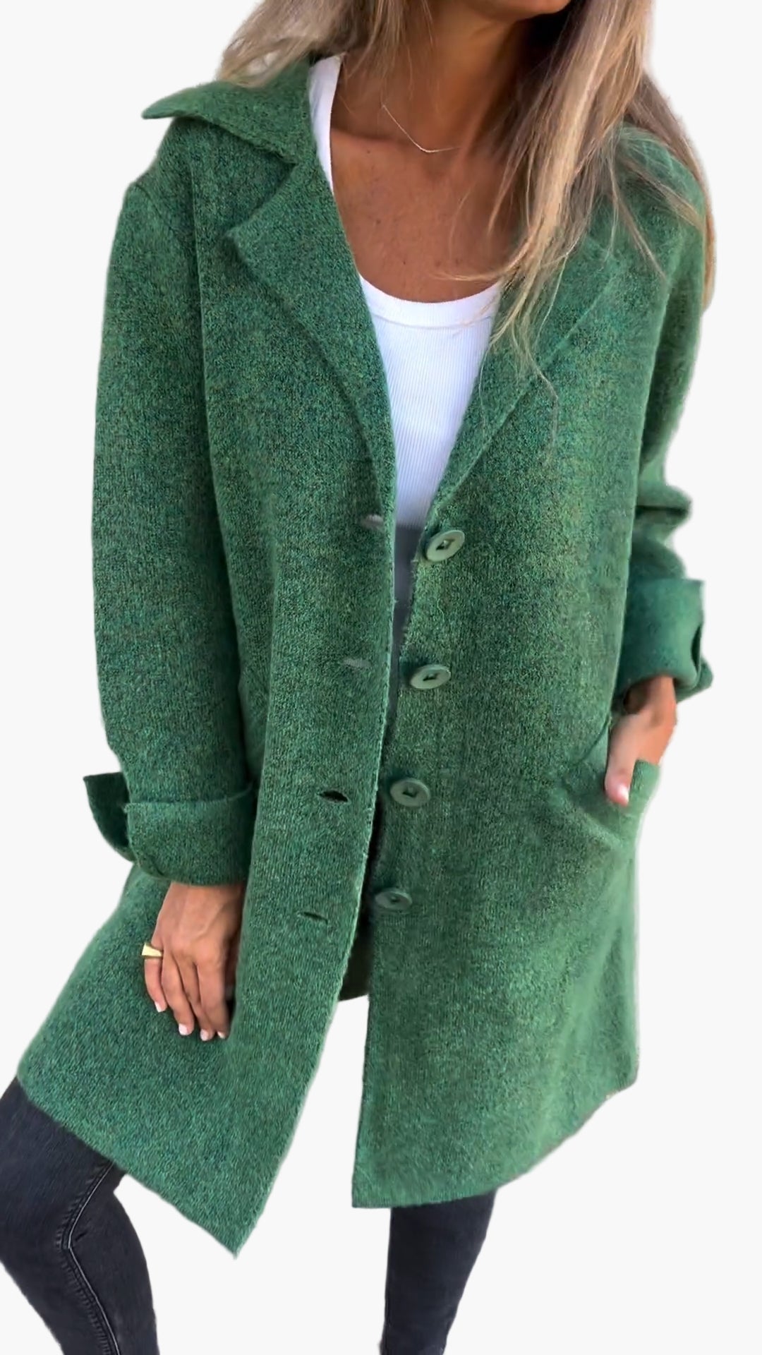 Damen Mantel Relaxed Fit Button-Front