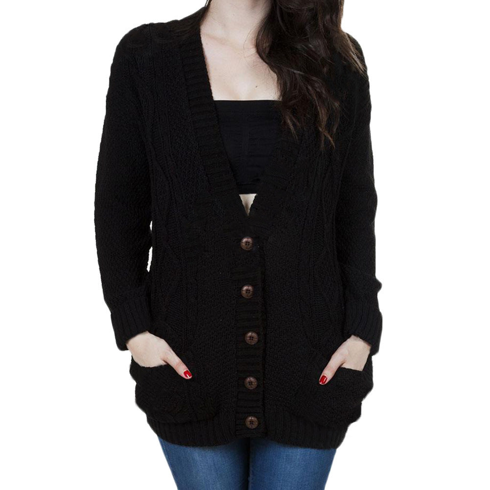 Damen Strickjacke Zopfmuster Baumwolle Taschen Beige