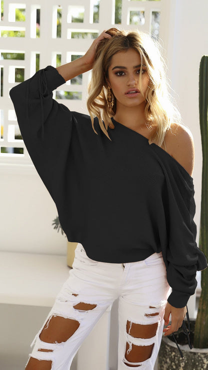 Damen Oversized Pullover Asymmetrischer Schnitt Eveloria