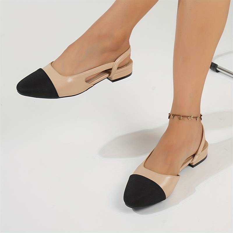 Damen Slingback Ballerinas Beige Klassisch