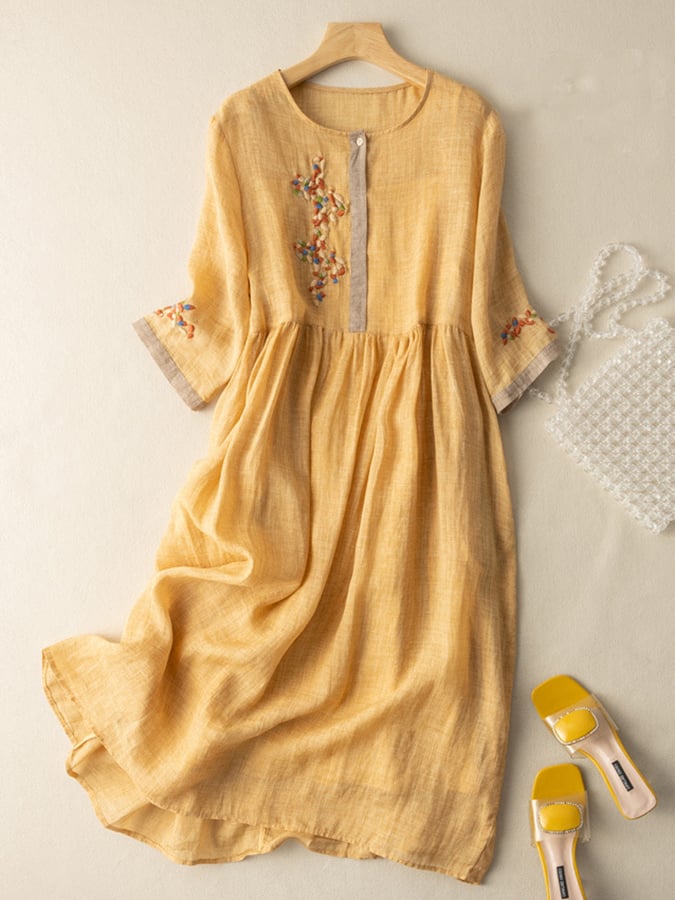 Damen Sommerkleid Bestickt Ethnisch Midi - Eveloria