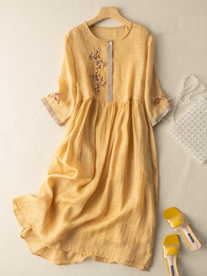Damen Sommerkleid Bestickt Ethnisch Midi - Eveloria
