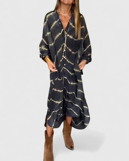 Damen Batik Hemdblusenkleid