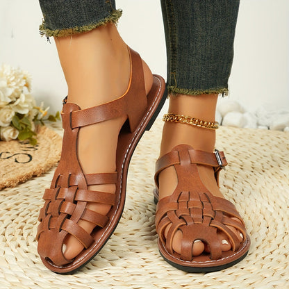 Damen Sandalen Gewebt Flach Schnallenverschluss