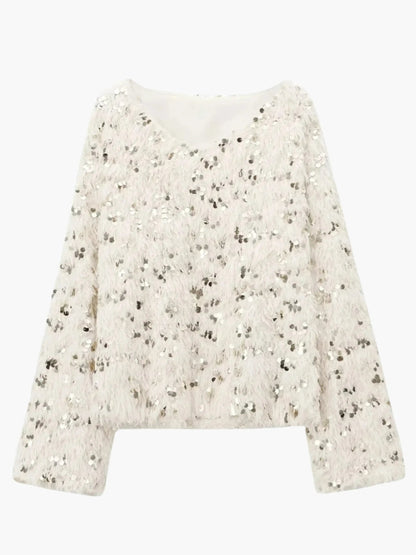 Damen Glitzer-Strickpullover Glamourös