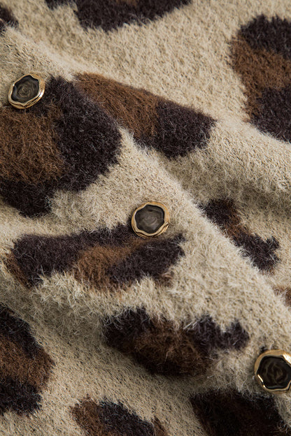 Leona Damen Cardigan Leopardenmuster Weich