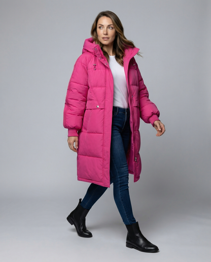 Warme Oversized Pufferjacke Damen Daunenfüllung Schwarz - Eveloria