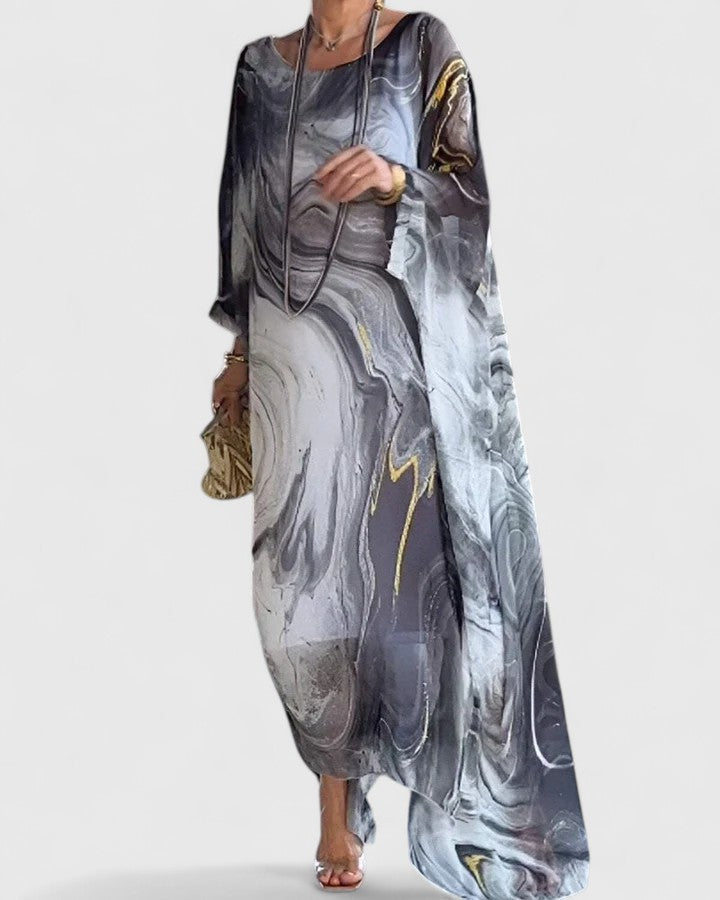 Damen Maxikleid Fledermausärmel Locker Geschnitten