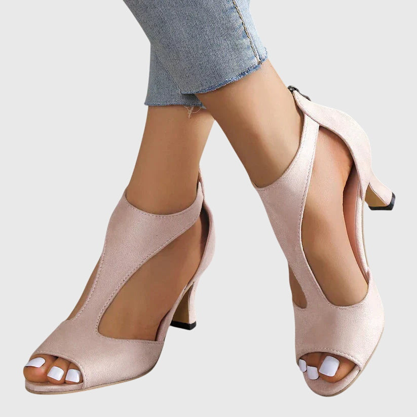 Damen Cut-Out Peep-Toe Absatzsandalen - Eveloria