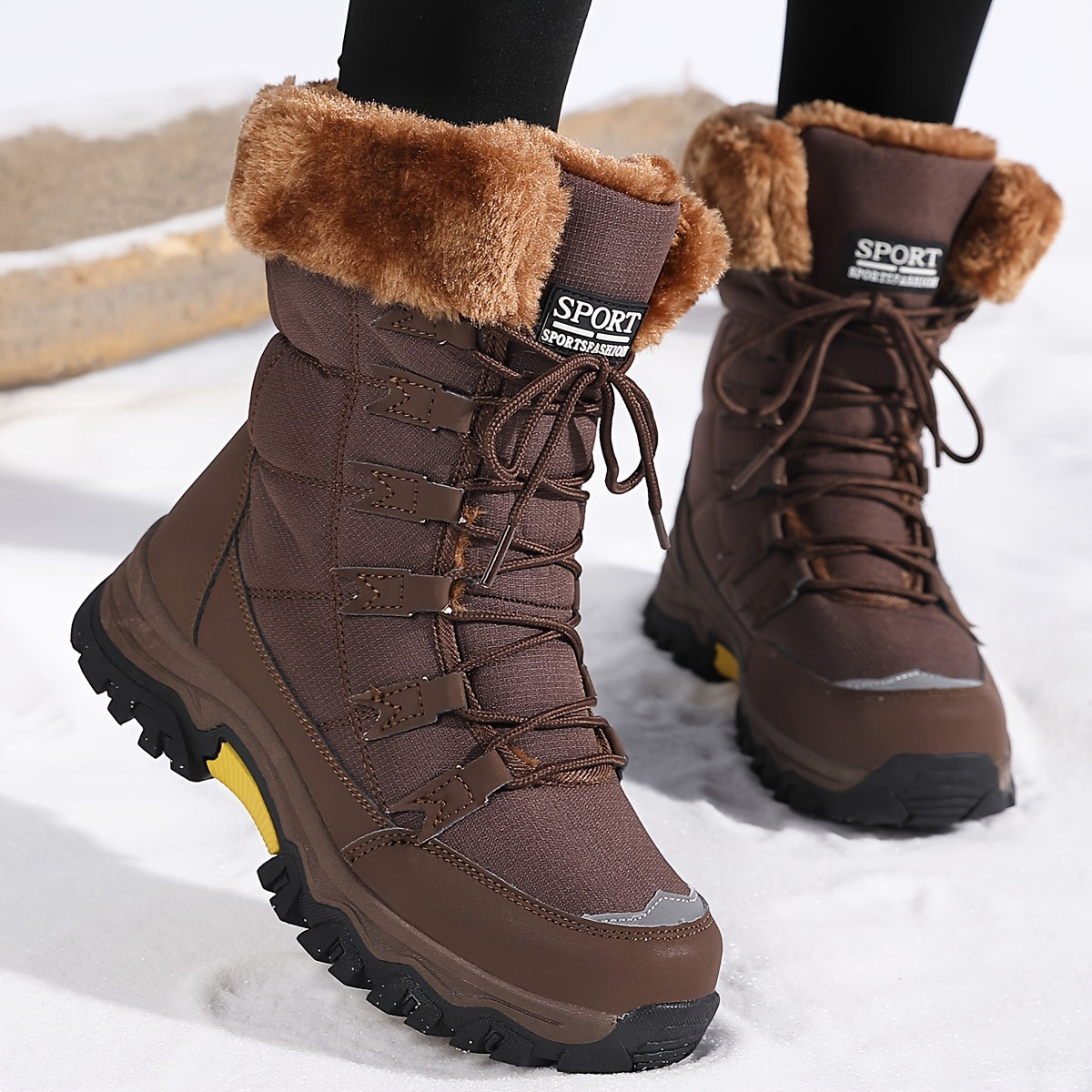 Damen Winterstiefel Braun Wasserfest Rutschfest