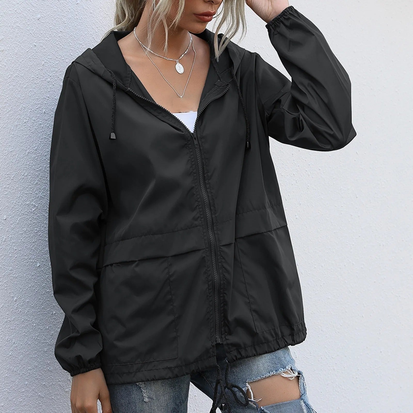 Eveloria Damen Leichte Windjacke Mit Kapuze - Eveloria
