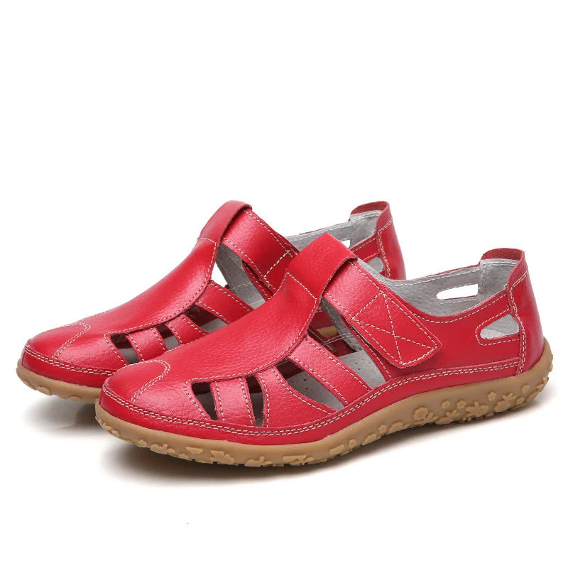 Eveloria Damen Sandalen Zeitlos Leder Braun