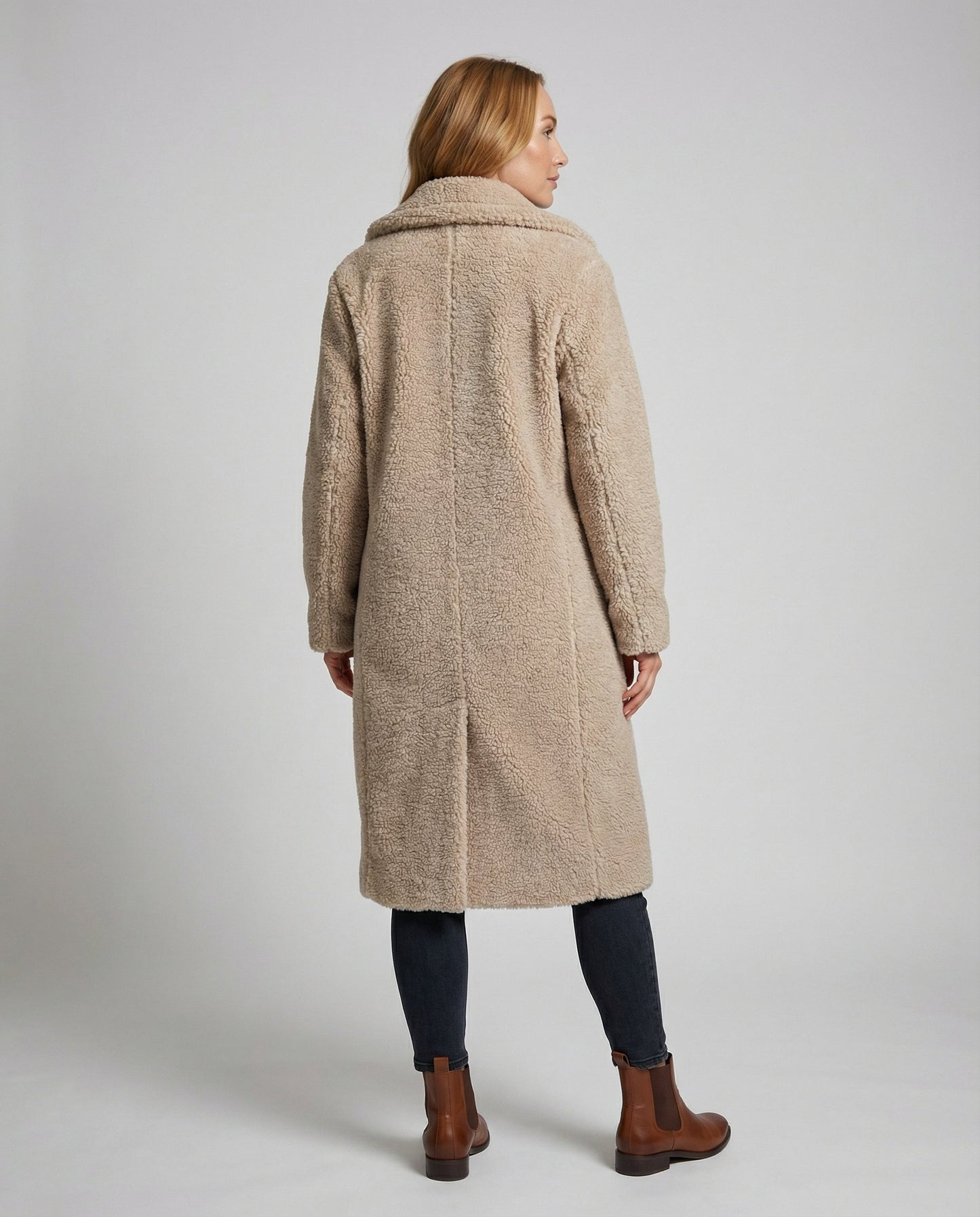 Damen Kunstfell Mantel Teddy Look