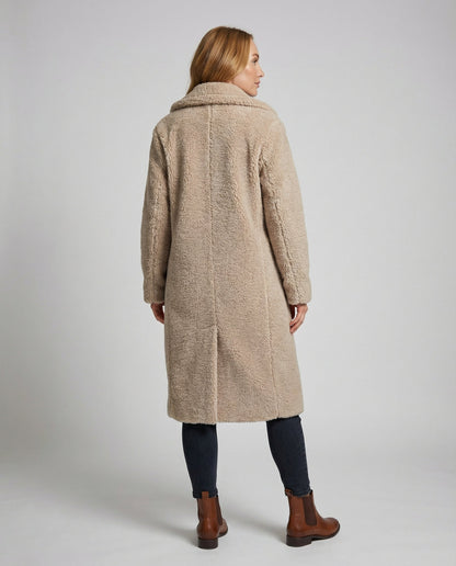 Damen Kunstfell Mantel Teddy Look