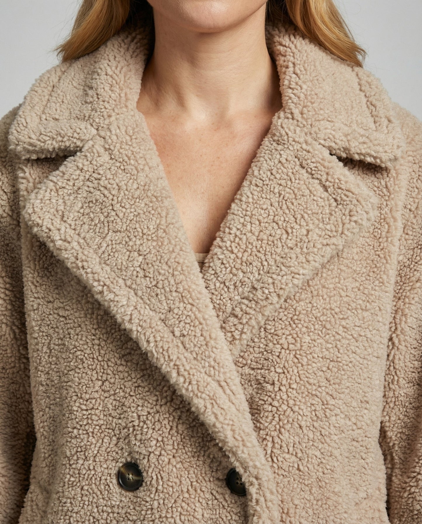 Damen Kunstfell Mantel Teddy Look