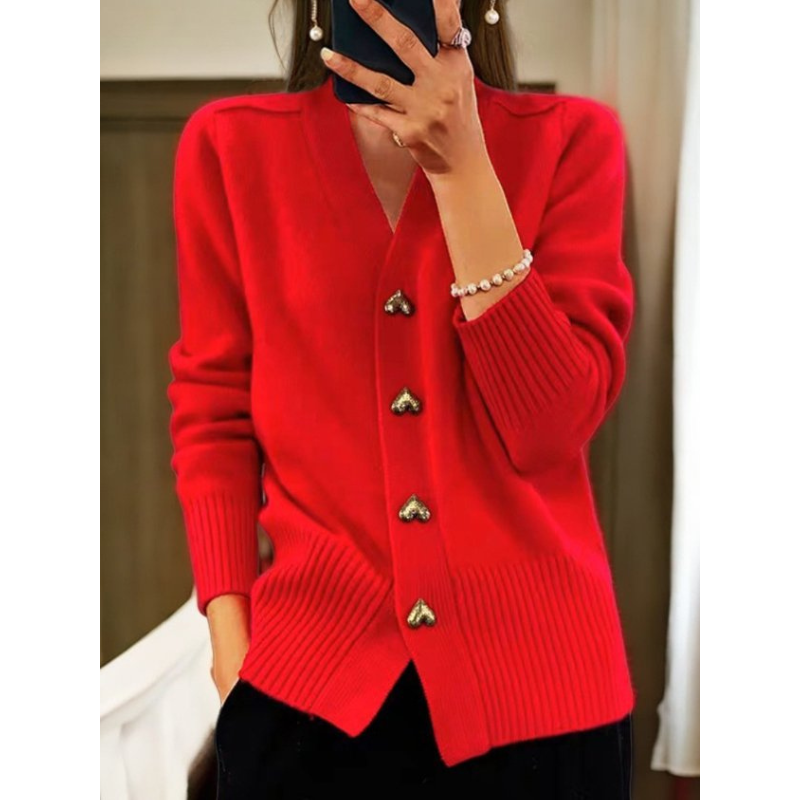 Damen Bluse Mit Herzknöpfen