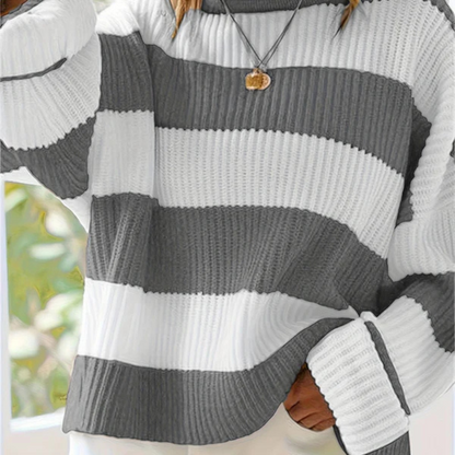Eveloria Damen Oversize Pullover Gestreift