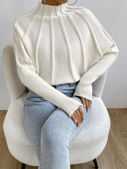 Eveloria Damen Kaschmir Strickpullover Fledermausärmel