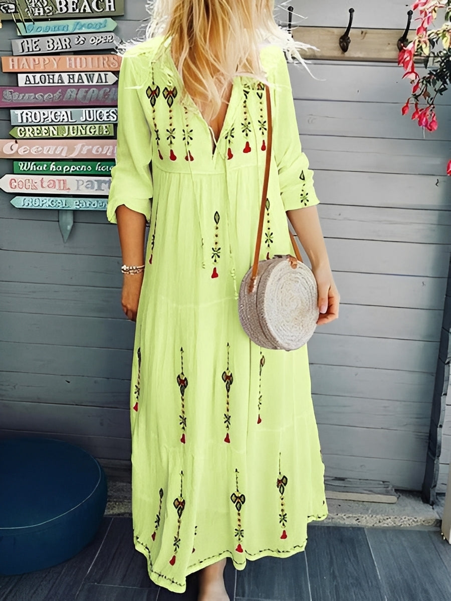 Damen Sommerkleid V-Ausschnitt Blumenmuster Leicht - Eveloria